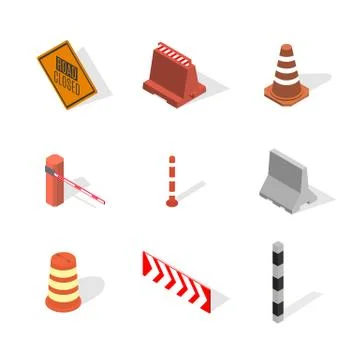Under construction design elements in 3D, vector illustration. Stock Illustration