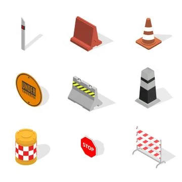 Under construction design elements in 3D, vector illustration. Stock Illustration