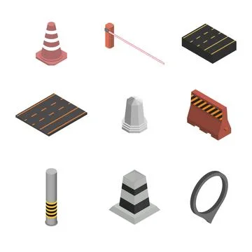 Under construction design elements, flat 3D isometric style. Stock Illustration