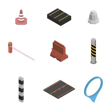 Under construction design elements, flat 3D isometric style. Illustrazione stock