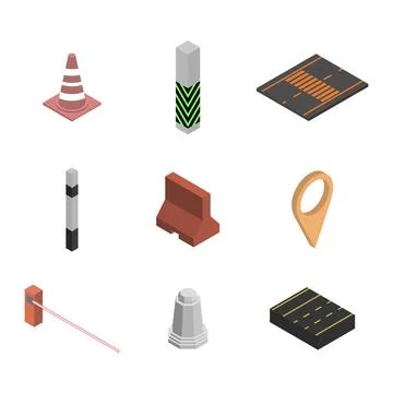 Under construction design elements, flat 3D isometric style. Stock Illustration