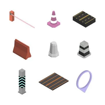 Under construction design elements, flat 3D isometric style. Stock Illustration