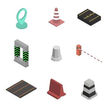 Under construction design elements, flat 3D isometric style. Stock Illustration