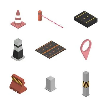 Under construction design elements, flat 3D isometric style. Stock Illustration