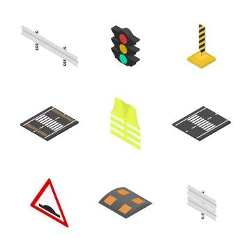 Under construction design elements, flat 3D isometric style. Stock Illustration