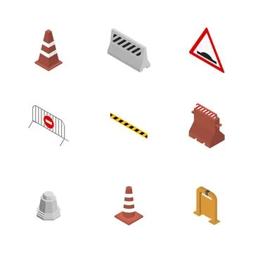 Under construction design elements, flat 3D isometric style. Stock Illustration