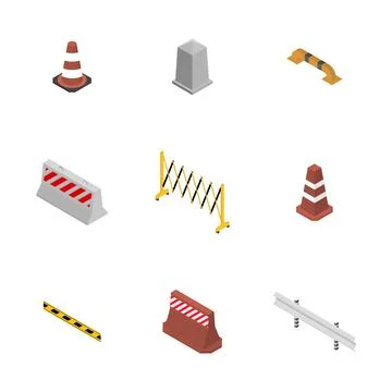 Under construction design elements, flat 3D isometric style. Stock Illustration