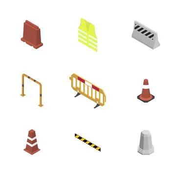 Under construction design elements, flat 3D isometric style. Stock Illustration