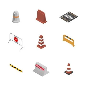 Under construction design elements, flat 3D isometric style. Stock Illustration