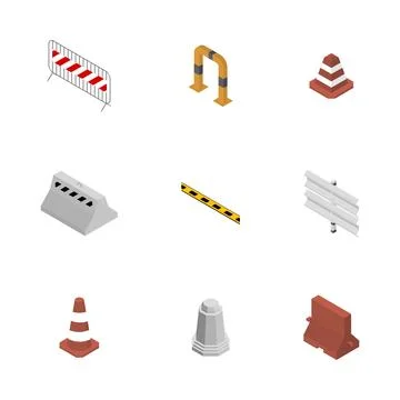 Under construction design elements, flat 3D isometric style. Stock Illustration