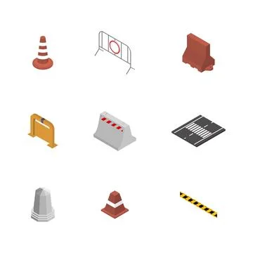 Under construction design elements, flat 3D isometric style. 스톡 일러스트