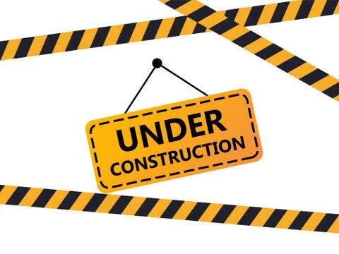 Under construction design, website development concept. Warning tape banner Stock Illustration