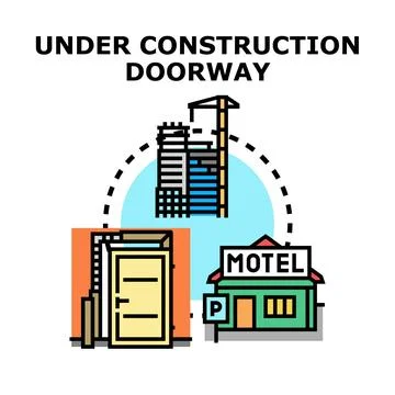 Under construction doorway concept vector illustration Stock Illustration