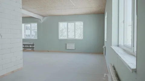Under construction empty office space. The movement of the camera in the room Stock Footage 110704663