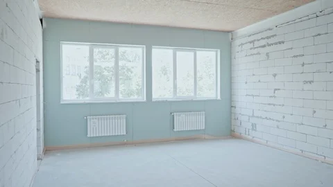 Under construction empty office space. The movement of the camera in the room Video stock 110706783