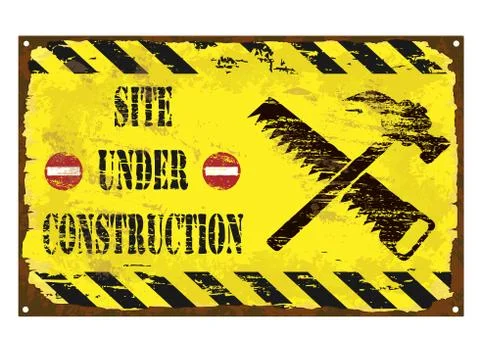 Under construction enamel sign Stock Illustration