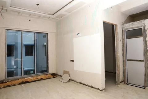 A under construction flat in a under construction building Stock Photos