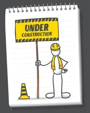 Under construction hand lettering on white background. Vector print illustration Stock Illustration