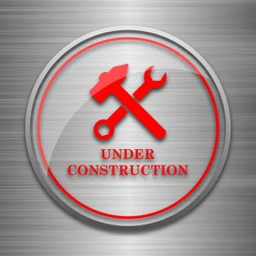 Under construction icon. Internet button on metallic background.. Stock Illustration