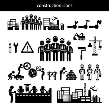 Under construction in Industry icon Stock Illustration
