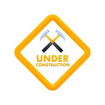 Under construction label. Border stripe web. Vector illustration. Stock Illustration