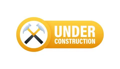Under construction label. Border stripe web. Vector illustration. Stock Illustration