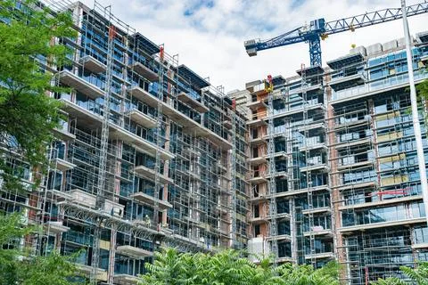 Under construction large building Stock Photos