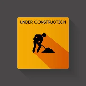Under construction long shadow illustration Stock Illustration