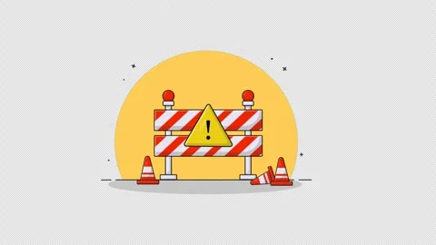 Under Construction Maintenance with Warning Sign Animation Video - Transparent Stock Footage 276845707