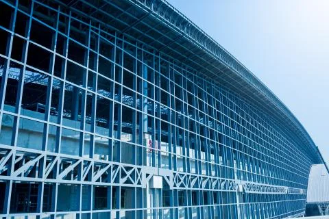 Under construction of metal steel framework outdoors buildings with blue sky  Stock Photos