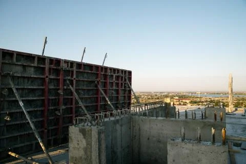 Under construction multi-storey residential building. Floors in the house Stock Photos