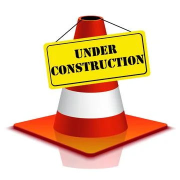 Under construction orange traffic cone sign Illustrazione stock