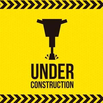 Under construction over yellow  background. vector illustration Ilustração Stock