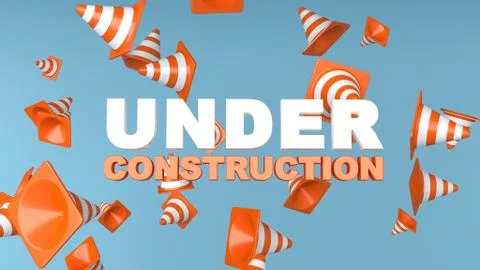 Under construction page background 3d rendering Ilustración de archivo