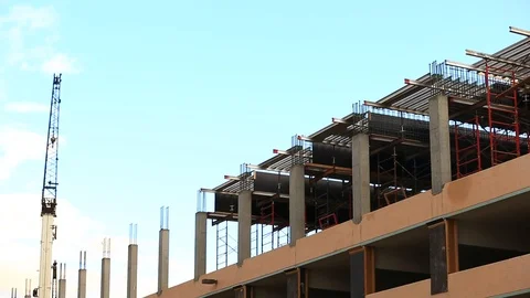 Under Construction Parking Garage Camera Pan Stock Footage 99024016