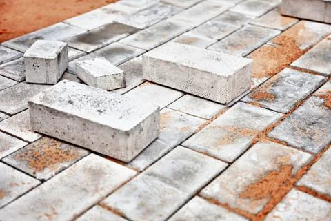 Under construction platform for bungalow from bricks Stock Photos