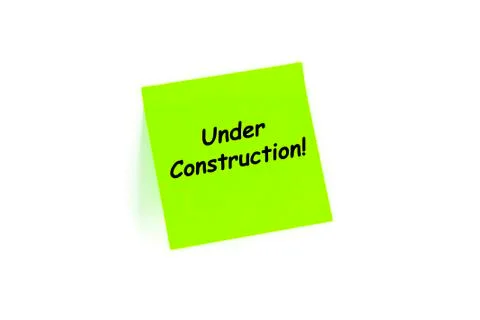 Under construction! on a post-it note Illustrazione stock