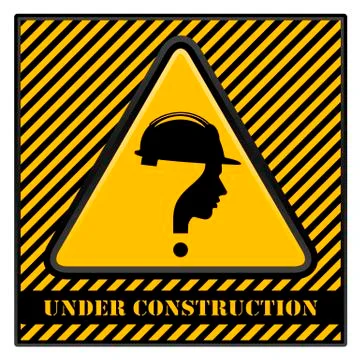 Under construction with question mark human head symbol, vector Stock Illustration