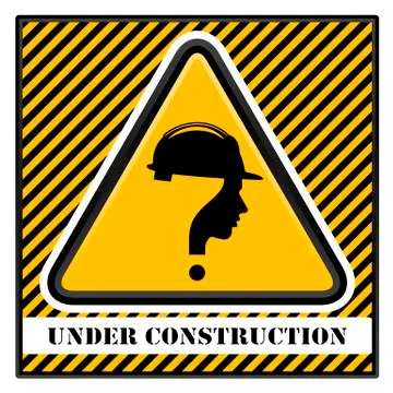 Under construction with question mark human head symbol, vector Stock Illustration