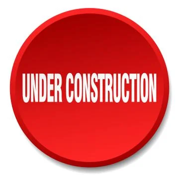 Under construction red round flat isolated push button Illustrazione stock