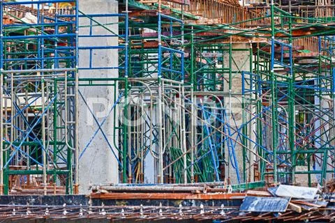 Under construction reinforced concrete buildings Stock Photos