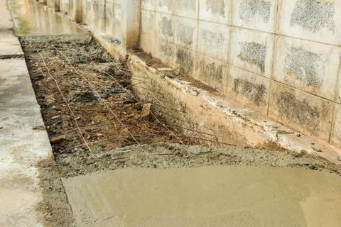 Under construction road with fresh cement Stock Photos