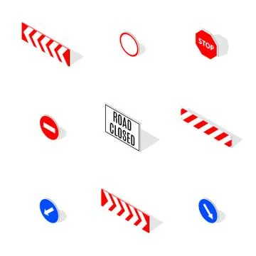 Under construction road sign in 3D isometric style, vector illustration. Stock Illustration