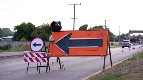 Under Construction Road Sign Stock Footage 153068075