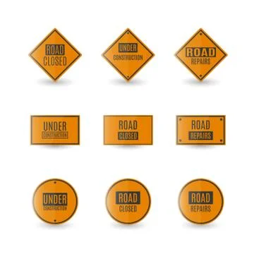 Under construction road sign, vector illustration. Stock Illustration