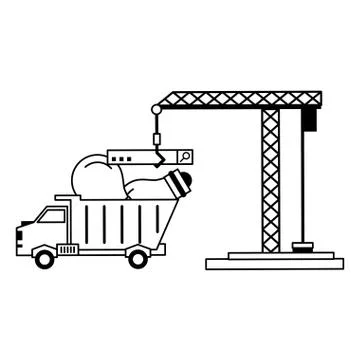 Under construction security system in black and white Stock Illustration