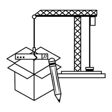 Under construction security system in black and white Stock Illustration