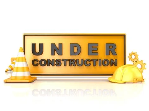 Under construction sign. 3D Stock Illustration