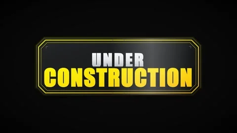 Under construction sign animation with bold yellow text on dark background .. Видео 344862540
