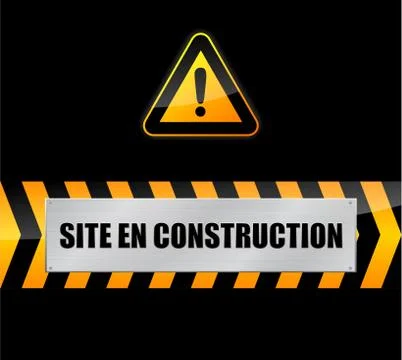 Under construction sign on a black background Stock Illustration